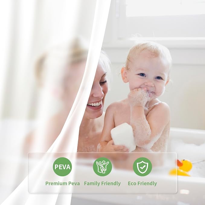 eachope 1 Pack PEVA Snap-in Shower Curtain Liner Replacement,Compatible with No Hook Shower Curtain with Snap in Liner, Removable & Water-Repellent,Machine Washable,70Wx64L,Frost