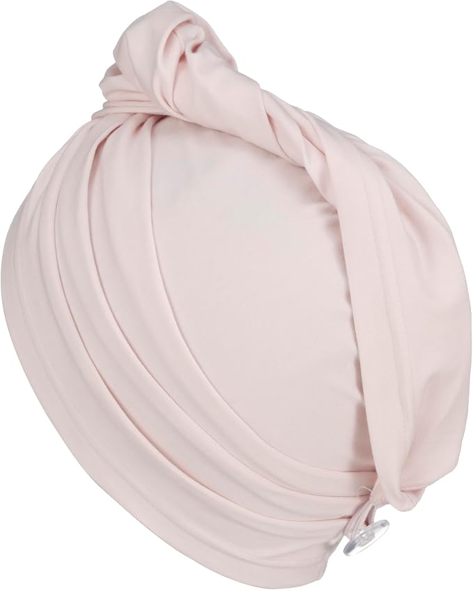 T-Shirt Hair Plopping Towel for All Textures - Cotton Blend Water Absorption Turban with Secure Button - Moisture Gentle Styling and Setting Wrap - Pink