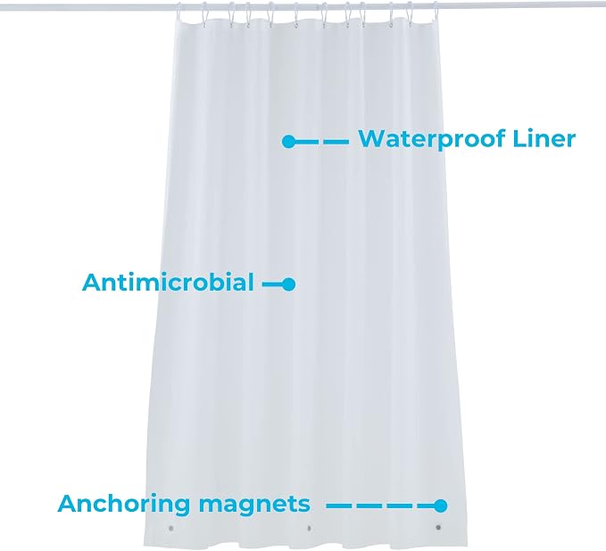 Linenspa Clear 4G Shower Curtain Liner – PEVA Waterproof Vinyl – 72 x 72 Inch Standard Shower Liner - Dorm Room Essentials