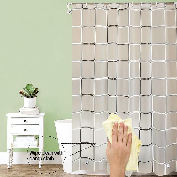 Plastic Shower Liner - Premium PEVA 5G Shower Curtain Liner with Rustproof Grommets and 3 Weighted Magnets, Waterproof Shower Curtains for Bathroom (Large Block, 72" x 72")