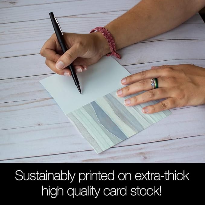 Tree-Free Greetings - All Occasion Cards - Artful Designs - 12 Greeting Cards + White Envelopes - Made in USA - 100% Recycled Paper - 4 x 6 - Watercolor Waves (FS66479)