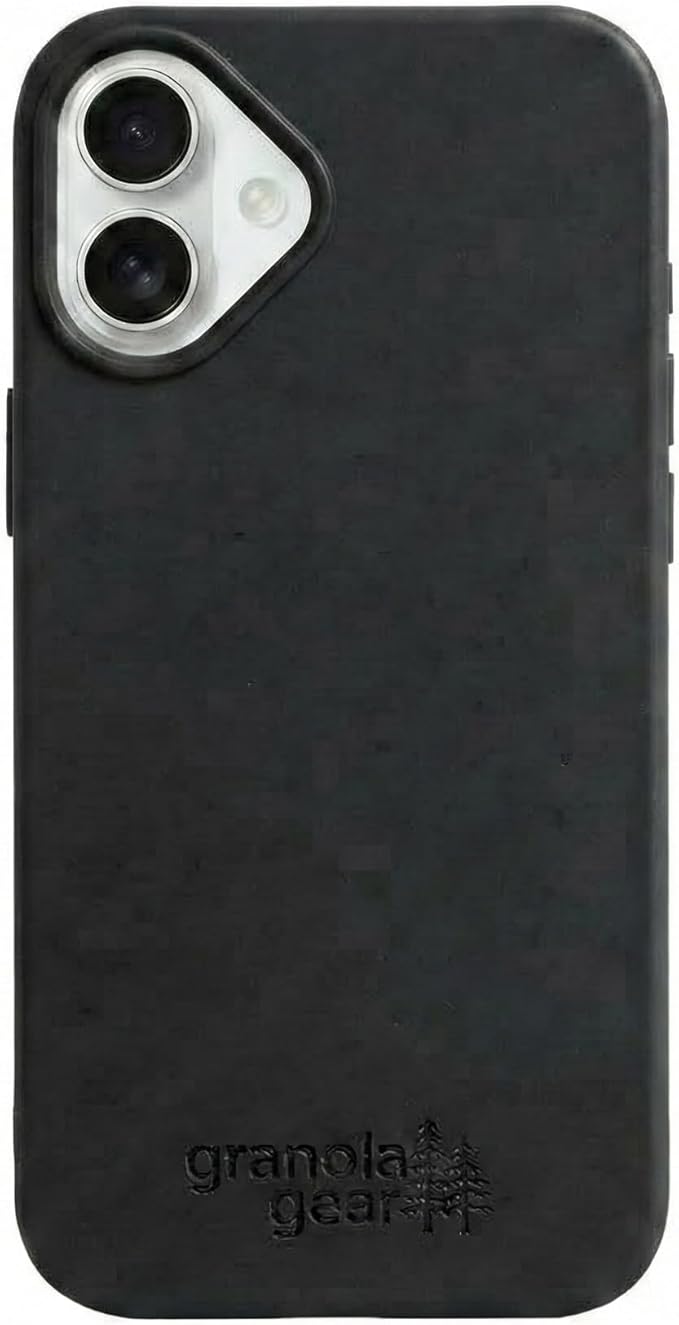 Eco by GranolaGear - Eco-Friendly Phone Case for iPhone 16 Plus - Biodegradable, Compostable, Plastic-Free, Made from Plants - Black Stone