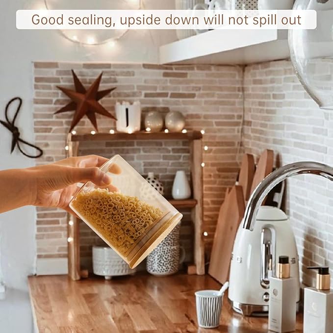 Oiuwuig Glass Food Storage Jars Containers with Airtight Bamboo Lids Set of 4 Kitchen Glass Canisters For Coffee Flour Sugar Candy Cookie Spice and More 750 ML