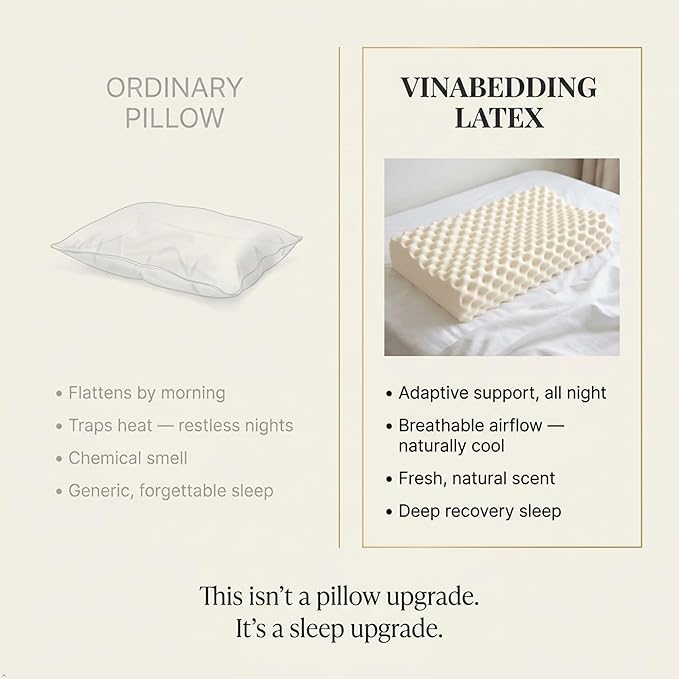 Somina Natural Latex Pillow — 100% Pure Vietnam Latex Cervical Pillow for Side & Back Sleepers, Dual-Height 4.7"/3.9" Flip, Wave-Ridge Surface, Premium Gift Box for Father's Day