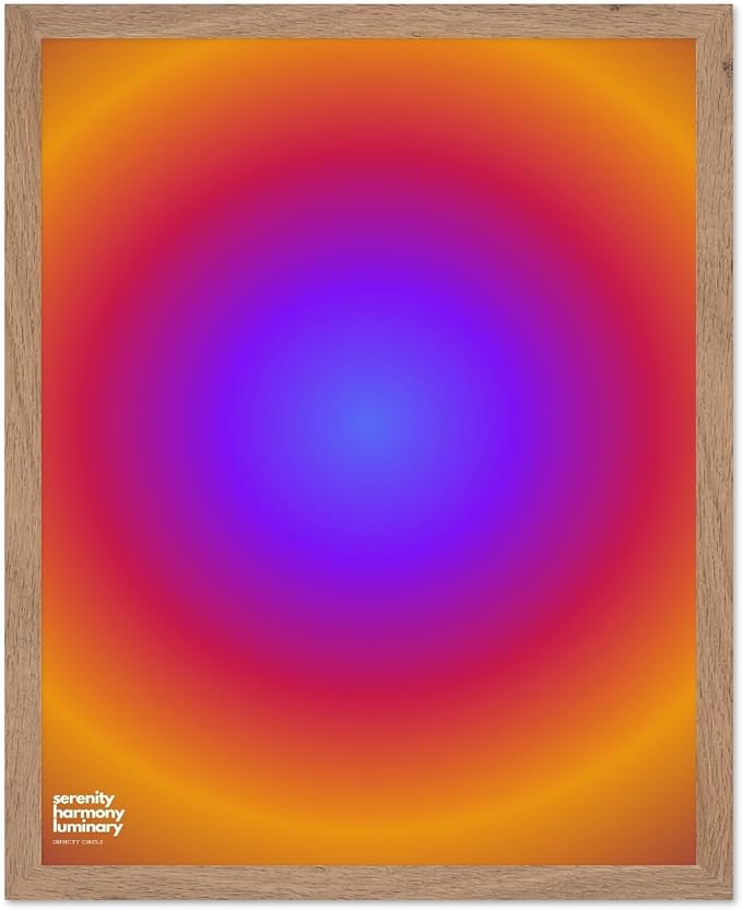 Monem Art Radiant Infinity Circle Gradient Print - Modern Abstract Color Field Poster - Wall Decor for Living Room, Bedroom or Office - 12x16 Beige Framed Wall Art by Rs Lab Studio