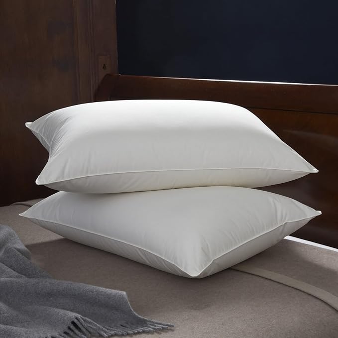 Cuddledown Organic Cotton Down Alternative Pillow | 100% Organic Cotton Shell | European Down Alternative Fill | Hypoallergenic | Handcrafted | Oeko-TEX Certified | 20" x 36" | King | Firm