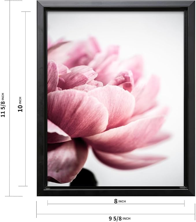 Monem Art Pink Peony Macro Photography Print - Minimalist Floral Art Poster - Wall Decor for Living Room, Bedroom or Office - 8x10 Black Framed CANVAS Wall Art by Mareike Bohmer
