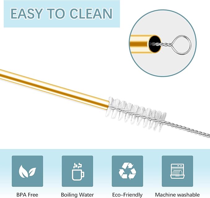 27 Pack metal straws reusable,12 Pcs Straight +12 Pcs Bent,3 Pcs Cleaning Brushes Included,stainless steel straws for 20oz and 30oz Tumblers Dishwasher Safe
