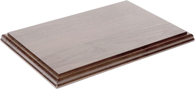 Plymor Solid Walnut Rectangular Wood Display Base with Ogee Edge, 13" W x 9" D x 0.75" H, Pack of 3