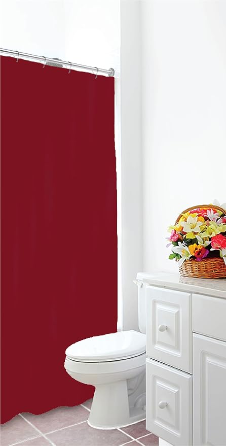 Home Expressions Brooklyn Bath & Co. Premium PEVA Shower Curtain Liner – Beige, 70 x 72 Inch, Waterproof Heavy Duty Shower Liner with Grommets & 3 Magnets (Burgundy-1)