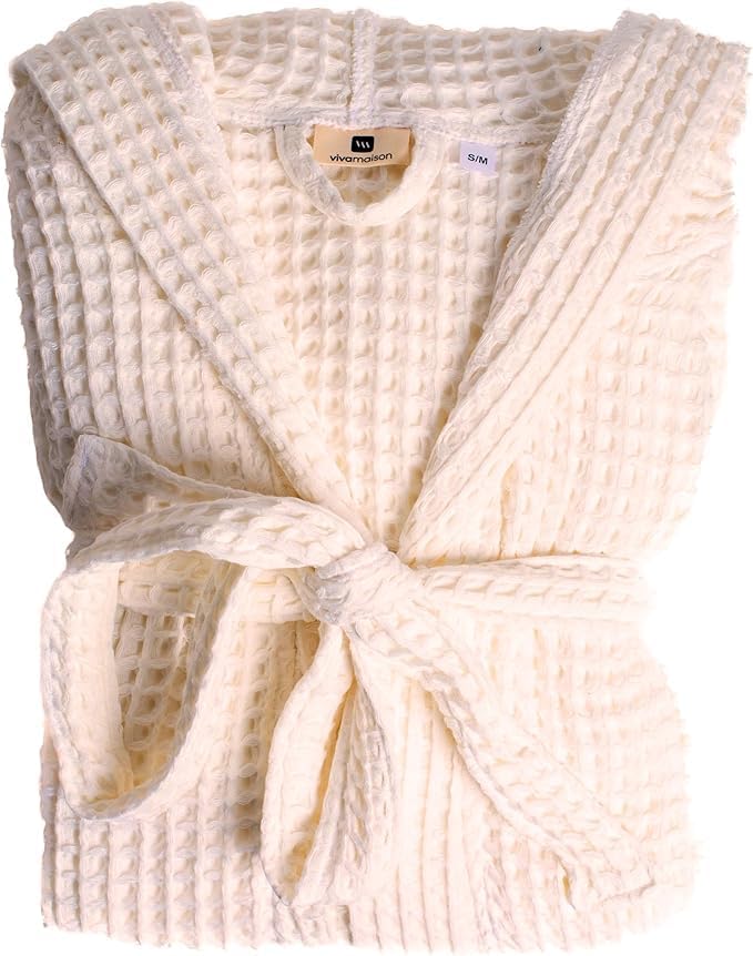 Unisex Hooded Waffle Robe for Women & Men 100% Turkish Cotton | Quick-Dry Bathrobe | Cozy Housecoat for Lounging