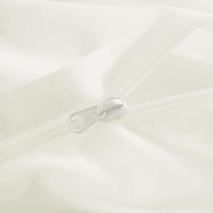 NEXHOME PRO Queen Duvet Cover Set, 100% Washed Cotton with Linen-Like Texture, Natural Organic, Breathable & Comfortable, Includes Home Bedding Set Milk White (No Comforter) 9090