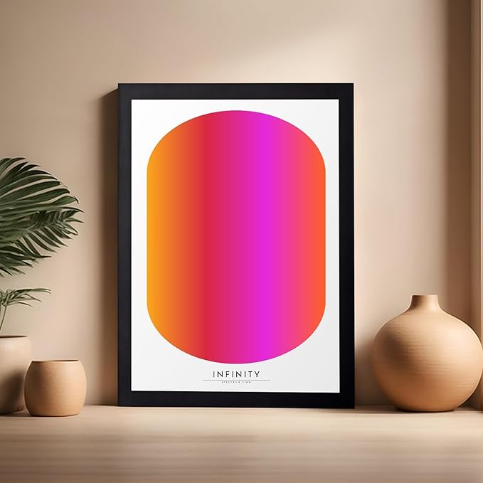 Monem Art Infinity Spectrum Gradient Print - Modern Geometric Abstract Poster - Wall Decor for Living Room, Bedroom or Office - 16x20 Black Framed Wall Art by Rs Lab Studio