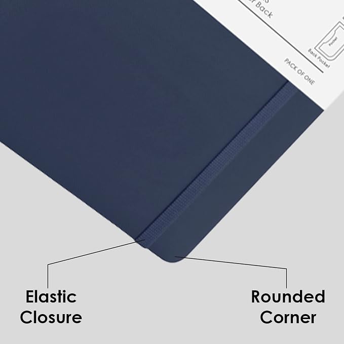 myPAPERCLIP Executive Series A5 Plain Notebook | 192 Pages, 80 GSM, Soft Cover, A5 (5.83 x 8.27 in) | Flat Lay | Bookmark, Elastic Closure & Back Pocket | Blue