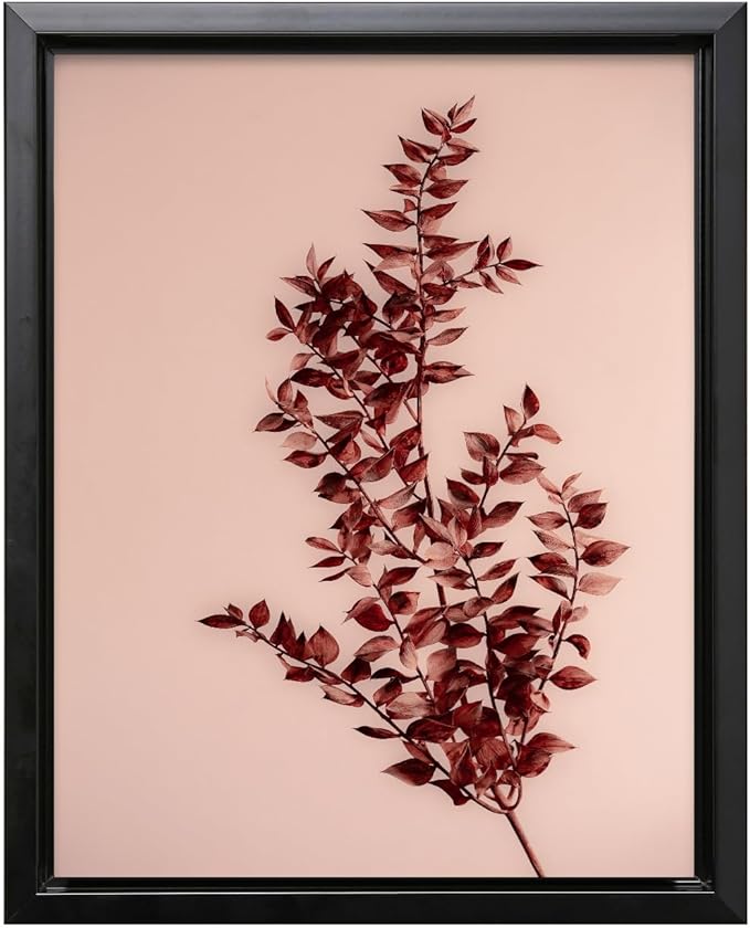 Monem Art Dried Red Botanical Branch Print - Minimalist Boho Nature Poster - Wall Decor for Living Room, Bedroom or Office - 16x20 Black Framed CANVAS Wall Art by Mareike Bohmer
