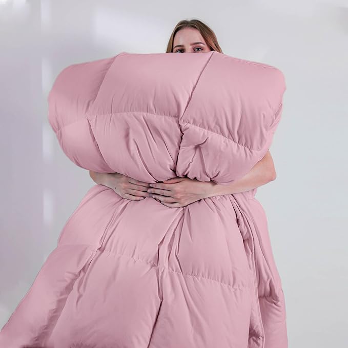 DOWNCOOL Comforters Oversize King Size, Duvet Insert,Light Pink All Season Duvet, Lightweight Quilt, Down Alternative Hotel Comforter with Corner Tabs (Pink, Oversize King 116x98 Inches)