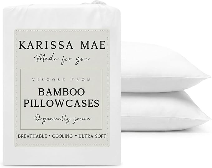KARISSA MAE Pure Viscose from Bamboo King Size Pillowcase Set | 100% FSC Certified | Luxuriously Soft | Cooling | [White]