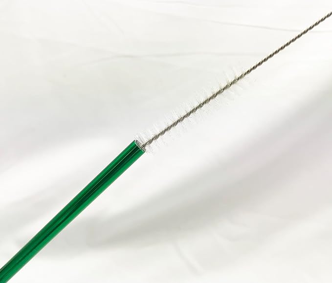 10 Pcs Stainless Steel Straws, Reusable Drinking Straws, 5 Straight + 5 Bent Metal Straws Set With 2 Pcs Cleaning Brushes (Green, 10.5 Inch)