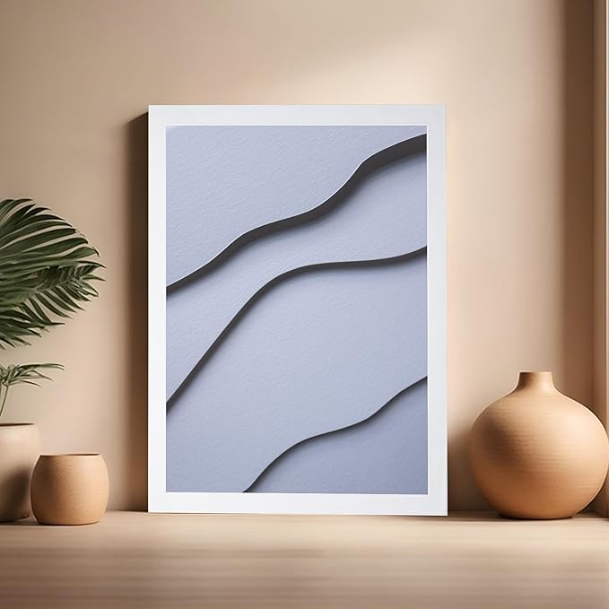 Monem Art Minimalist White Paper Waves Print - Abstract Scandinavian Texture Poster - Wall Decor for Living Room, Bedroom or Office - 16x20 White Framed Wall Art by Mareike Bohmer