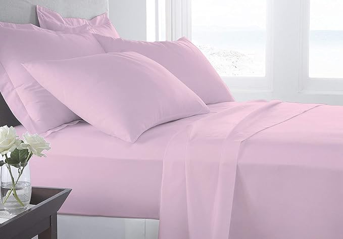 Organic Cotton Bed Sheets Set - 400TC Cal-King Size Ultra Pink - 4 Piece Bedding - 100% GOTS Certified, Soft Silky Shiny, Luxury Finish Bedsheets - Fits 18" Deep Pocket Mattress