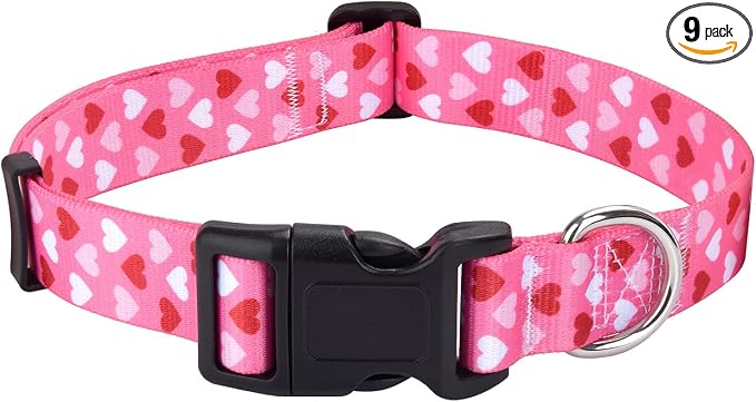 Mihqy Dog Collar - Adjustable Heart Dog Collar - Love Theme - Perfect for Small Medium Large Dogs(Pink Heart,S)