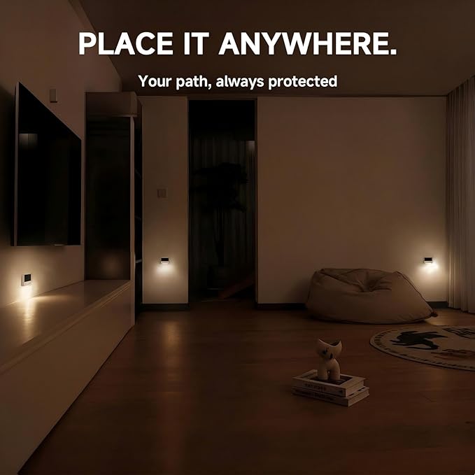 Solar Night Light Indoor: Motion Sensor Night Light with No Charging Needed, Magnetic Wall Mount for Stairway, 3000K Soft Warm Light for Bedroom, Bathroom, Livingroom, Hallways