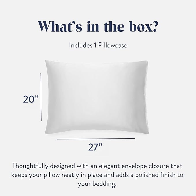 Brooklinen Mulberry Silk Pillowcase – 100% Pure Silk Pillow Case, Soft & Durable, Anti-Friction Comfort, Hight Quality Smooth Texture – Machine Washable & Breathable - Standard Size (Ivory)
