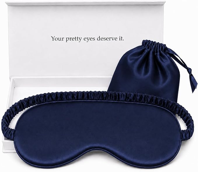 Silk Sleep Mask Light Blocking Luxury 100% Mulberry 19mm Silk Eye Mask Eye Cover Blindfold Ultra Soft Light & Comfy Anti Aging Skin Care with Travel Bag Gift Package