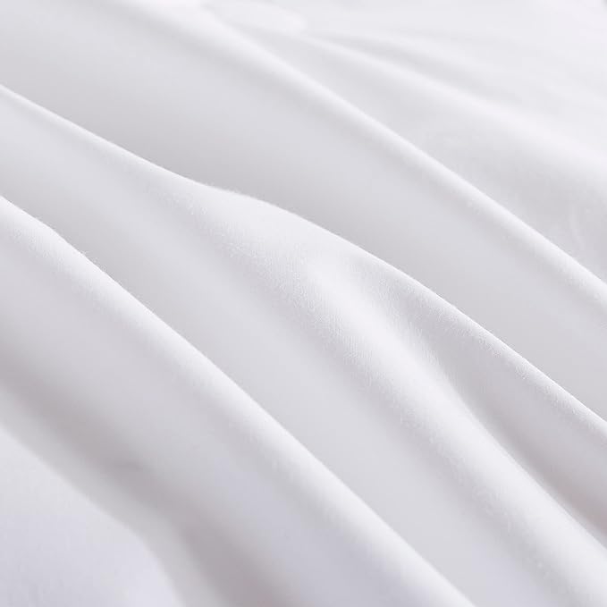 Feather and Loom Button Stitch Down Alternative All Seasons Comforter - Soft and Easy Care Microfiber Cover, Hypoallergenic High Loft Fiber Fill, Machine Washable Color: White Size: Full/Queen