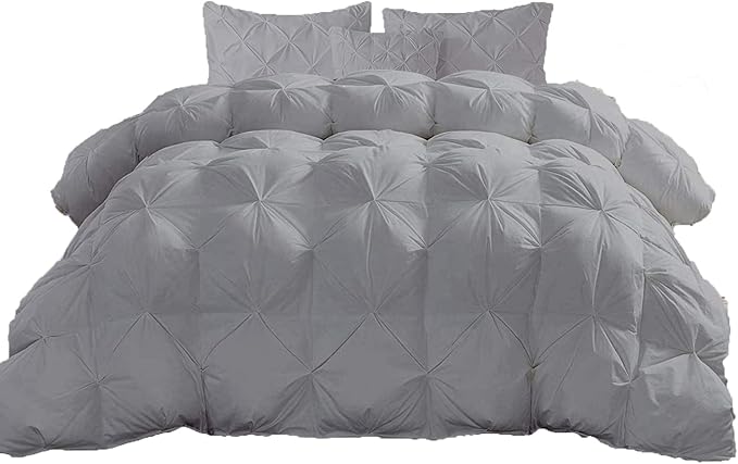 Hypoallergenic 1000-TC Pinch Pleated Down Alternative Comforter King Size 102 x 90 Inches 1pc Comforter & 2 pcs Pillow Covers, 700 GSM & All Side Corner Tabs 100% Egyptian Cotton
