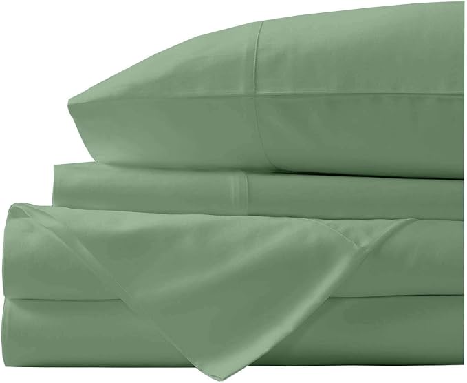 Organic Cotton Bed Sheets Set - 400TC Custom Size Ultra Aqua Blue - 4 Piece Bedding - 100% GOTS Certified, Soft Silky Shiny, Luxury Finish Bedsheets - Fits 15" Deep Pocket Mattress