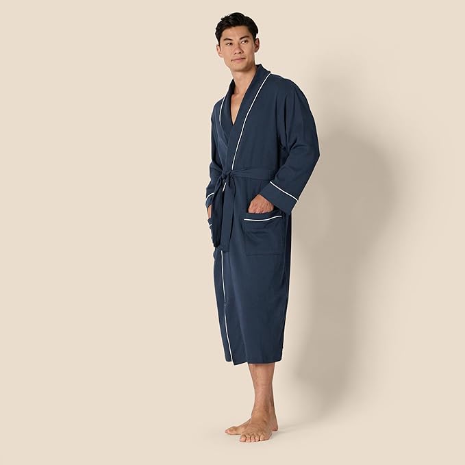 Amazon Essentials Men's Lightweight Cotton Waffle Bathrobe (Available in Big & Tall)