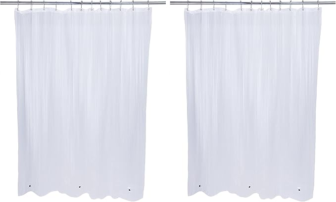 Bath Bliss 2 Pack Shower Liner in Clear | Dimensions: 70"x72" | 12 Metal Reinforced Eyelets | Heavy Weight | Clear | Bathroom | Clean | Eco-Friendly
