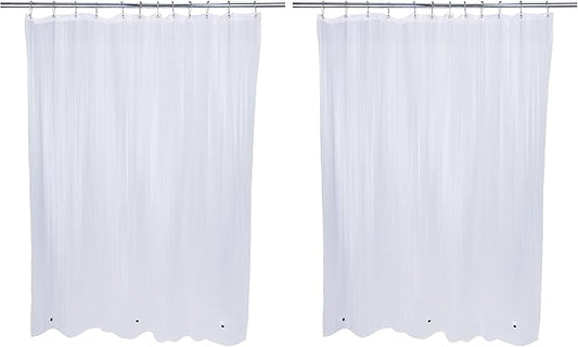 Bath Bliss 2 Pack Shower Liner in Clear | Dimensions: 70"x72" | 12 Metal Reinforced Eyelets | Heavy Weight | Clear | Bathroom | Clean | Eco-Friendly