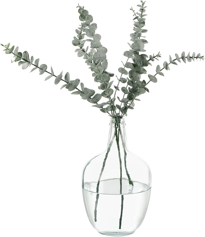 MDLUU Glass Jug Vase 10" Tall, Clear Flower Vase, Decorative Bottle Vase for Dining Room, Bedroom, Bathroom, Mantel