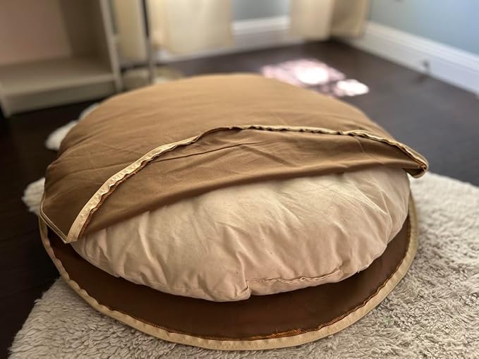 Round 100% Cotton Canvas Dog Bed Cover: Washable, Durable, Eco-Friendly, Multiple Colors, XS-XXL, Made in USA (Medium Brown, X Small 18 Inches)