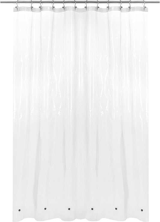 Barossa Design X-Long Shower Curtain Liner with 6 Magnets - 72" x 92", Waterproof PEVA Shower Liner for Bathroom, PVC Free, Metal Grommets - Clear, 72X92
