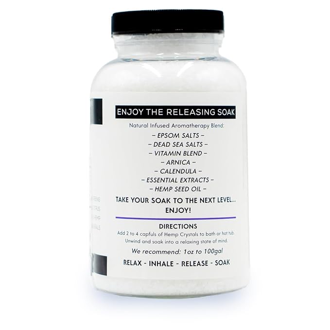 Spazazz Full Body Hemp Soak - 1000mg Hemp - Spa Hot Tub & Bath Aromatherapy Bath Salt Crystals - 538g/19oz (Release 22)