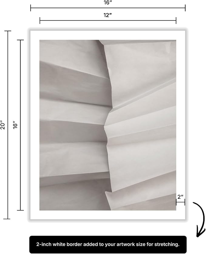 Monem Art Minimalist Folded Paper Texture Print - Neutral Abstract Modern Art Poster - Wall Decor for Living Room, Bedroom or Office - 12x16 ROLLED CANVAS Wall Art by Mareike Bohmer