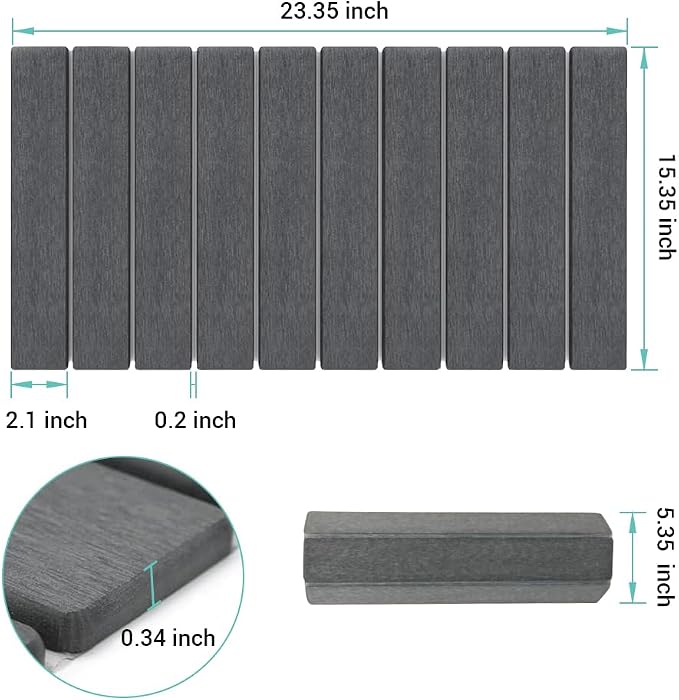 Large Stone Dish Drying Mat - Eco-friendly, Instant Drying, Diatomaceous Earth Mat, Foldable & Super Absorbent, 24"x16", Dark Gray