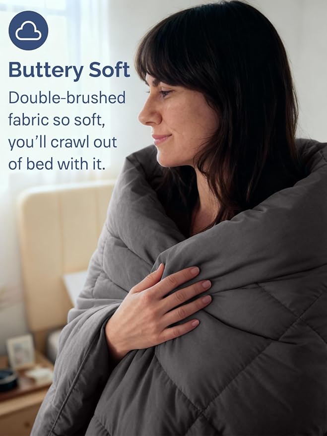 Queen Size, Dark Gray Alternative Down Comforter - Warm, Lightweight & Breathable Hotel Quality Bedding for Men, Women, Kids and Teens - All Season Oversized Cooling Microfiber Duvet Insert Comforter