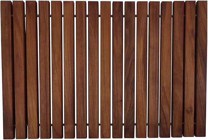Nordic Teak 100% Solid Teak Wood String Mat - Indoor and Outdoor Use - Non-Slip Wooden Platform for Sauna, Pool, Hot Tub Flooring Decor and Protector (Oiled Finish, 23.62" x 15.75")