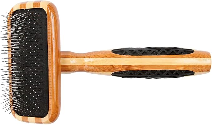Bass Brushes | De-Matting Pet Brush | Alloy Pin | Pure Bamboo Handle | Slicker Style | Striped Finish | Model A21-SB