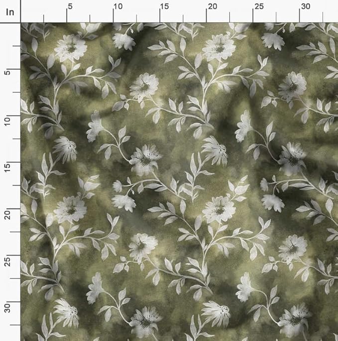 Soimoi Floral Print - Green, Viscose Rayon Fabric Material - 42 Inch Wide, 1 Yard, Unstitched Material for Dresses, Blouses, Skirts, Sleepwear, Kids Clothing