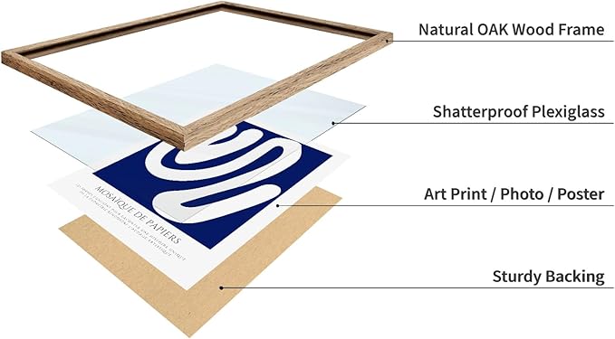 Monem Art Organic Paper Cut Abstract Print - Modern Minimalist Shape Poster - Wall Decor for Living Room, Bedroom or Office - 8x10 Beige Framed Wall Art by Rs Lab Studio