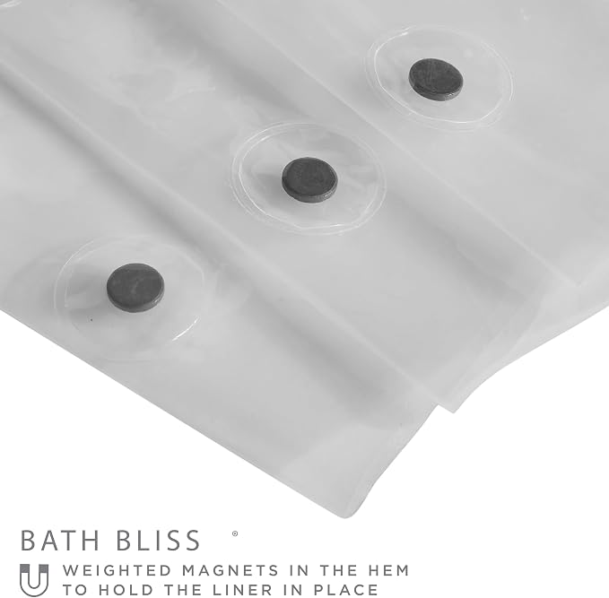 Bath Bliss 2 Pack PVC Standard Shower Curtain Liner | 3G | 70" x 72" | Magnetic Hem | White