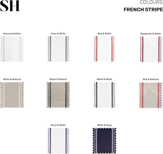 Solino Home Striped Linen Placemats Set of 4-100% Pure Linen Yellow and White Place Mats 14 x 19 Inch for Summer - French Stripe