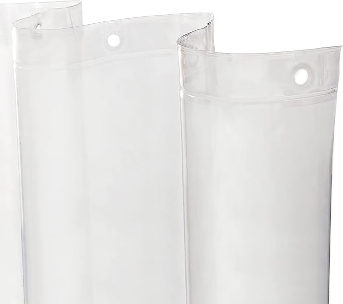 Kenney KN61433 Lightweight 3 Gauge Waterproof PEVA Shower Curtain Liner with Durable Eyelet Hang Holes and Weighted Magnetic Hem for Bathroom, 70" W x 72" H, Clear, 1-Pack