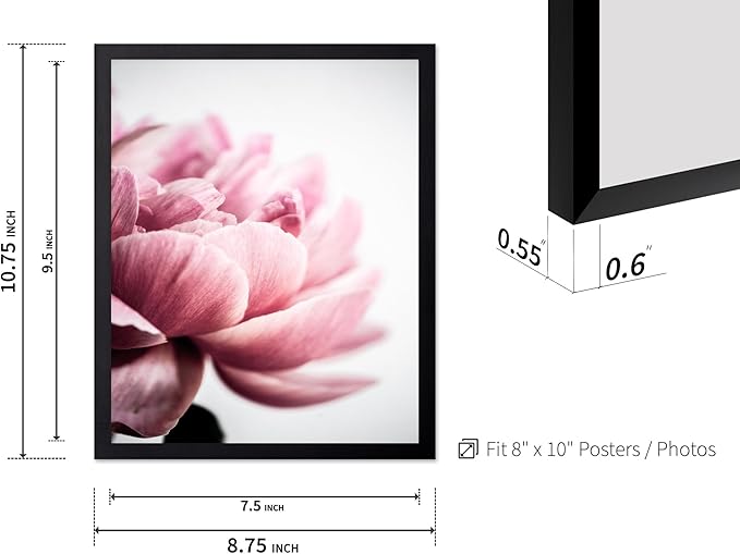 Monem Art Pink Peony Macro Photography Print - Minimalist Floral Art Poster - Wall Decor for Living Room, Bedroom or Office - 8x10 Black Framed Wall Art by Mareike Bohmer