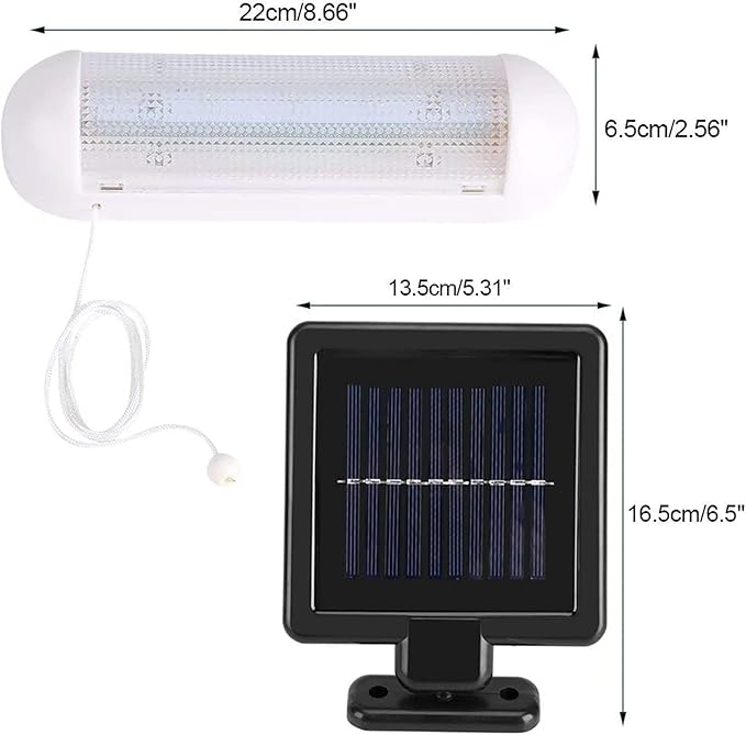 Split Solar Powered Shed Light, Rechargeable Indoor Solar Powered Light with On Off Switch, Bright Outdoor Solar Lights for Shed Interior Garden Greenhouse Corridor Garage